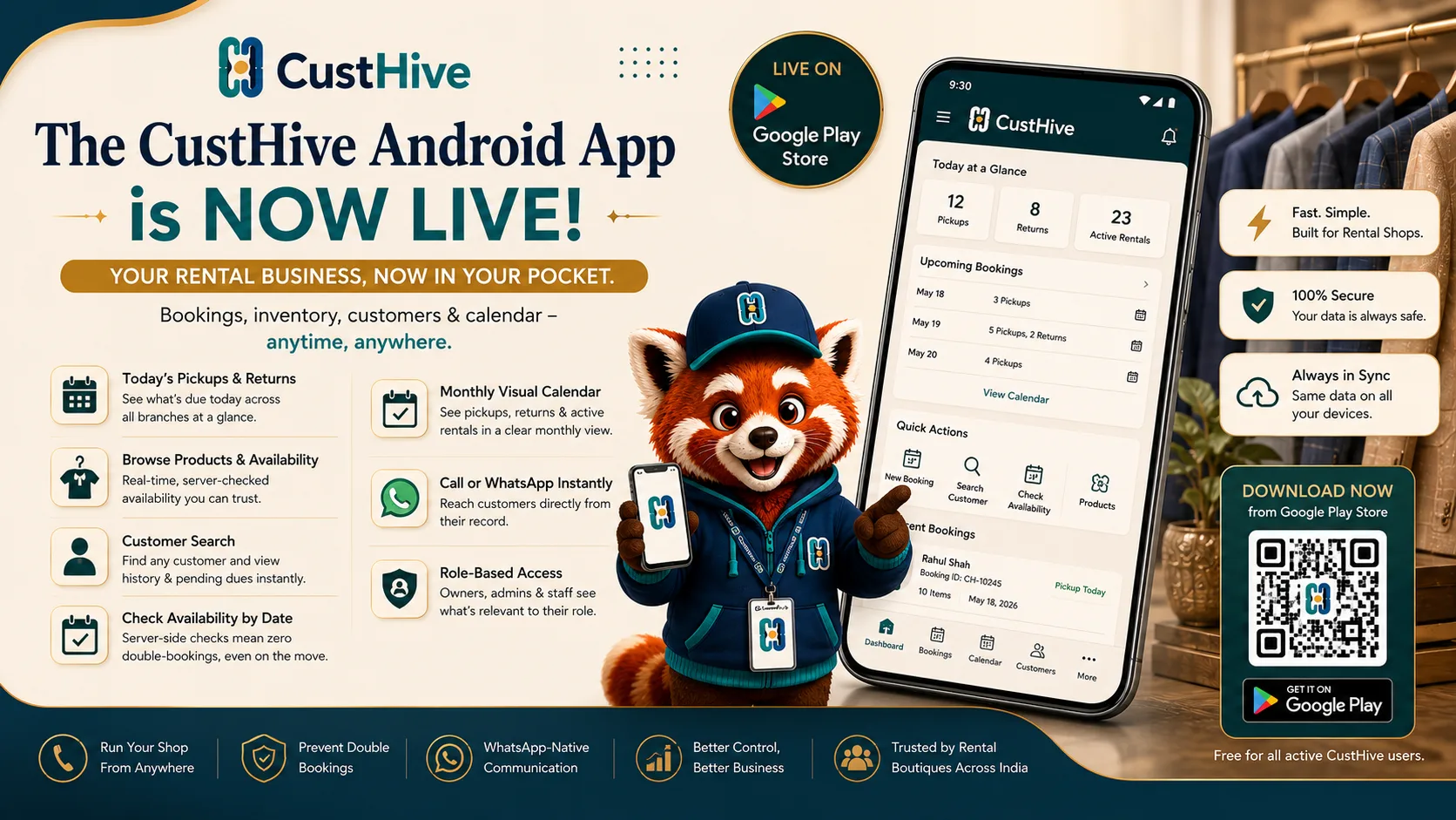 CustHive is Now Live on Google Play — Manage Your Rental Shop From Your Phone
